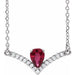 Ladies Natural Ruby Natural Diamond Necklace (I1, G-H) — Sterling Silver