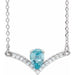 Ladies Natural Blue Zircon Natural Diamond Necklace (I1, G-H) — Sterling Silver