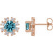 Ladies Natural Blue Zircon Natural Diamond Earrings — 14K Rose Gold