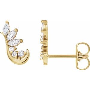 Ladies Natural Diamond Earring Climbers — 14K Yellow Gold