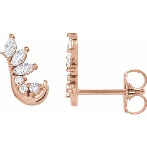 Ladies Natural Diamond Earring Climbers — 14K Rose Gold
