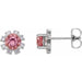 Ladies Natural Pink Tourmaline Natural Diamond Earrings — 14K White Gold