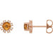 Ladies Natural Citrine Natural Diamond Earrings — 14K Rose Gold