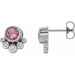 Ladies Natural Pink Tourmaline Natural Diamond Earrings — Sterling Silver