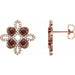Ladies Natural Mozambique Garnet Natural Diamond Earrings — 14K Rose Gold