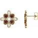Ladies Natural Mozambique Garnet Natural Diamond Earrings — 14K Yellow Gold