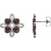 Ladies Natural Mozambique Garnet Natural Diamond Earrings — Sterling Silver
