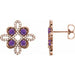 Ladies Natural Amethyst Natural Diamond Earrings — 14K Rose Gold