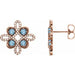 Ladies Natural Aquamarine Natural Diamond Earrings — 14K Rose Gold