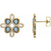 Ladies Natural Aquamarine Natural Diamond Earrings — 14K Yellow Gold