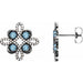Ladies Natural Aquamarine Natural Diamond Earrings — Sterling Silver