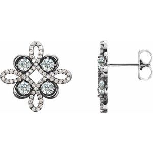 Ladies Natural Diamond Earrings — Sterling Silver