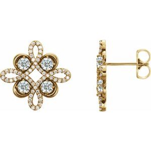 Ladies Natural Diamond Earrings — 14K Yellow Gold