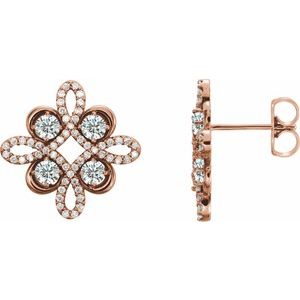Ladies Natural Diamond Earrings — 14K Rose Gold