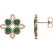 Ladies Natural Emerald Natural Diamond Earrings — 14K Rose Gold