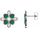 Ladies Natural Emerald Natural Diamond Earrings — Sterling Silver