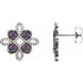 Ladies Natural Alexandrite Natural Diamond Earrings — Sterling Silver