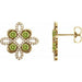 Ladies Natural Peridot Natural Diamond Earrings — 14K Yellow Gold