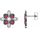 Ladies Natural Pink Tourmaline Natural Diamond Earrings — Sterling Silver