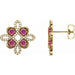 Ladies Natural Pink Tourmaline Natural Diamond Earrings — 14K Yellow Gold