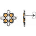 Ladies Natural Citrine Natural Diamond Earrings — Sterling Silver