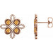 Ladies Natural Citrine Natural Diamond Earrings — 14K Rose Gold