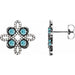 Ladies Natural Blue Zircon Natural Diamond Earrings — Sterling Silver