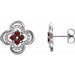 Ladies Natural Mozambique Garnet Natural Diamond Clover Earrings — Sterling Silver