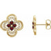 Ladies Natural Mozambique Garnet Natural Diamond Clover Earrings — 14K Yellow Gold
