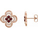 Ladies Natural Mozambique Garnet Natural Diamond Clover Earrings — 14K Rose Gold