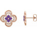 Ladies Natural Amethyst Natural Diamond Clover Earrings — 14K Rose Gold