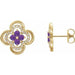 Ladies Natural Amethyst Natural Diamond Clover Earrings — 14K Yellow Gold