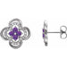 Ladies Natural Amethyst Natural Diamond Clover Earrings — Sterling Silver