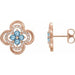 Ladies Natural Aquamarine Natural Diamond Clover Earrings — 14K Rose Gold