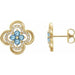 Ladies Natural Aquamarine Natural Diamond Clover Earrings — 14K Yellow Gold