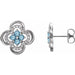 Ladies Natural Aquamarine Natural Diamond Clover Earrings — Sterling Silver
