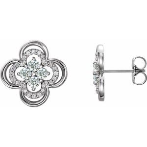 Ladies Natural Diamond Clover Earrings — Sterling Silver