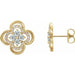 Ladies Natural Diamond Clover Earrings — 14K Yellow Gold