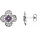 Ladies Natural Alexandrite Natural Diamond Clover Earrings — Sterling Silver