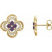 Ladies Natural Alexandrite Natural Diamond Clover Earrings — 14K Yellow Gold