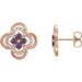 Ladies Natural Alexandrite Natural Diamond Clover Earrings — 14K Rose Gold