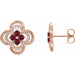 Ladies Natural Ruby Natural Diamond Clover Earrings — 14K Rose Gold