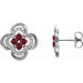 Ladies Natural Ruby Natural Diamond Clover Earrings — Sterling Silver
