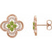 Ladies Natural Peridot Natural Diamond Clover Earrings — 14K Rose Gold