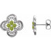 Ladies Natural Peridot Natural Diamond Clover Earrings — Sterling Silver