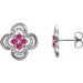 Ladies Natural Pink Tourmaline Natural Diamond Clover Earrings — Sterling Silver