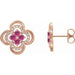 Ladies Natural Pink Tourmaline Natural Diamond Clover Earrings — 14K Rose Gold