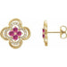 Ladies Natural Pink Tourmaline Natural Diamond Clover Earrings — 14K Yellow Gold