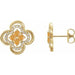 Ladies Natural Citrine Natural Diamond Clover Earrings — 14K Yellow Gold
