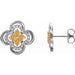 Ladies Natural Citrine Natural Diamond Clover Earrings — Sterling Silver